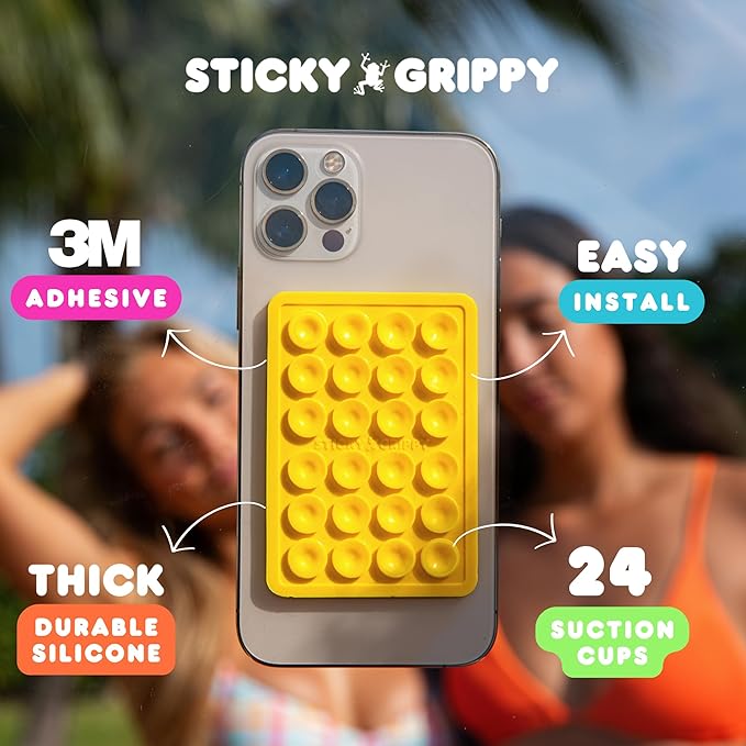 Suction Phone Case Mount, Sillicon Adhesive Phone Accessory for iPhone and Android, Hands-Free Fidget Toy Mirror Shower Phone Holder, Tiktok Videos and Selfies (Rainbow)