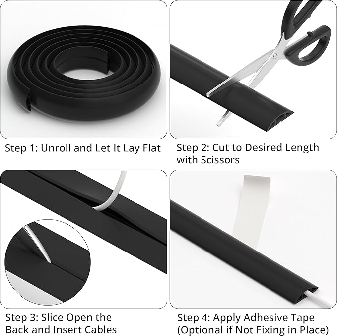 ZhiYo 3.6ft Cord Covers for Wires on Floor, Cord Hider Floor Hide Extension Cords, Soft PVC Cable Cover Cable Protector, Wire Cavity W0.62in H0.31in, Yellow Oak Wood