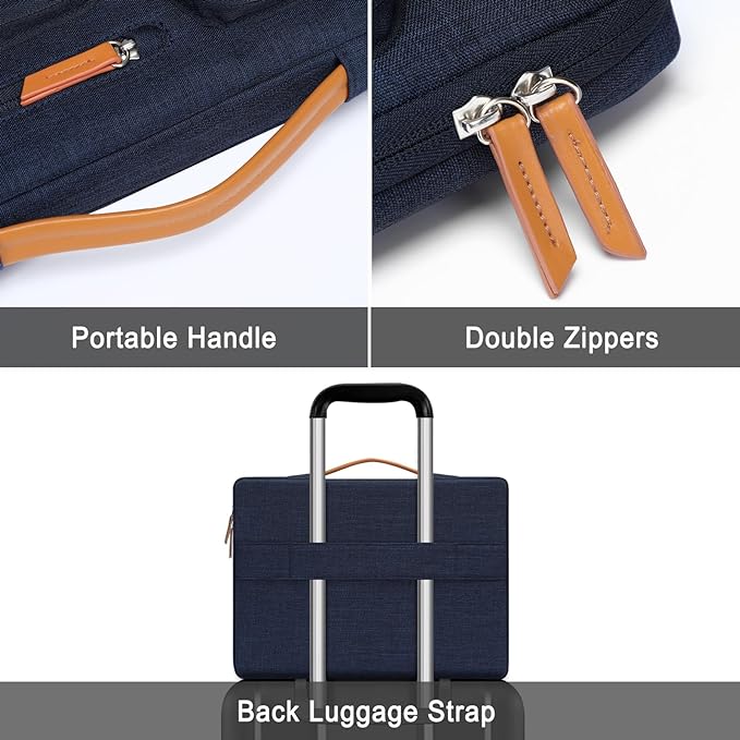MOSISO 360 Protective Laptop Case 17.3 inch, 17-17.3 inch Laptop Sleeve Compatible with Dell, HP, Lenovo, Asus, Acer, Alienware, Side Open Carrying Case with 4 Zipper Pockets&Handle, Navy Blue