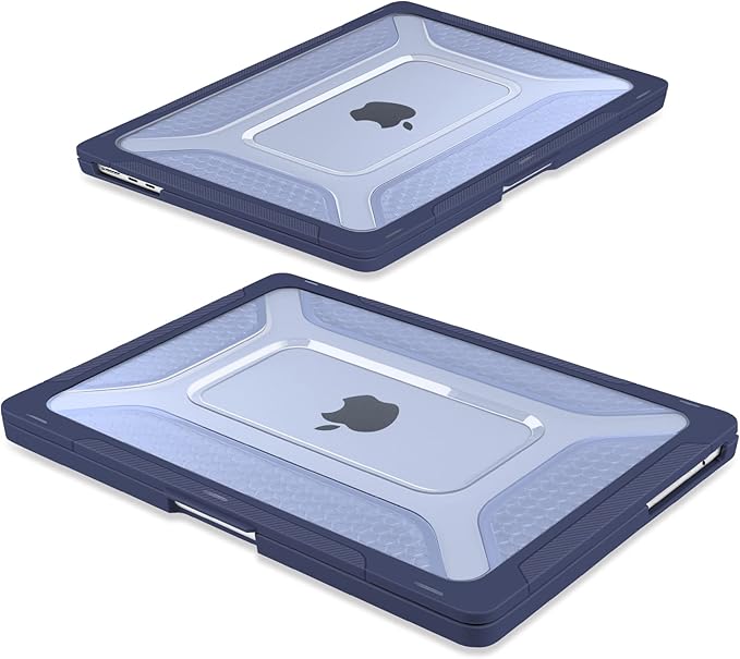 Batianda Case for New MacBook Air 13.6 inch 2025 M4 2024 2022 Release A3240 A3113 A2681 Model,Honeycomb Heavy Duty Protective Hard Shell with TPU Bumper Fold Kickstand & Keyboard Cover, Navy Blue