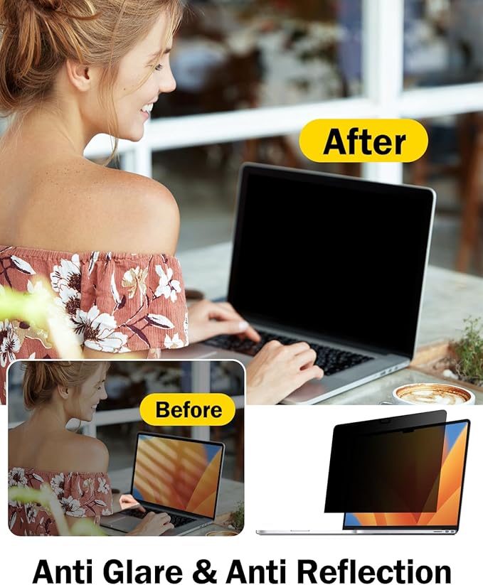 F FORITO 15.6 Inch Laptop Privacy Screen Protector, 360° Anti Peeping and Anti Glare Laptop Privacy Shield Compatible with 15.6" HP/Lenovo/Dell/Acer/ASUS/Thinkpad with 16:9 Aspect Ratio