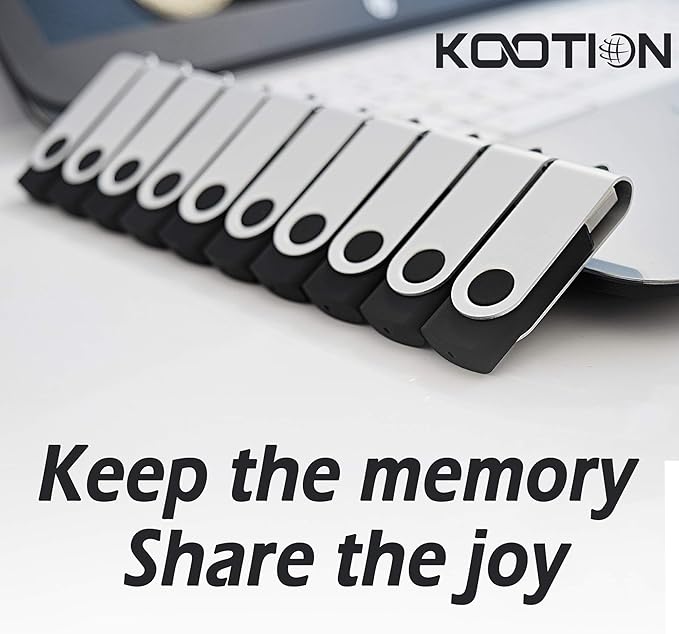 KOOTION 20pcs 8GB USB Flash Drive 8 GB Flash Drives Thumb Drive Memory Stick Swivel Jump Drive, Black