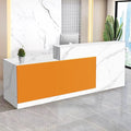Reception Desk with Counter Modern Checkout Counter with Lockable Drawer Keyboard Tray Receptionist Desk for Office Salon Reception Table U Left 51inch/130cm