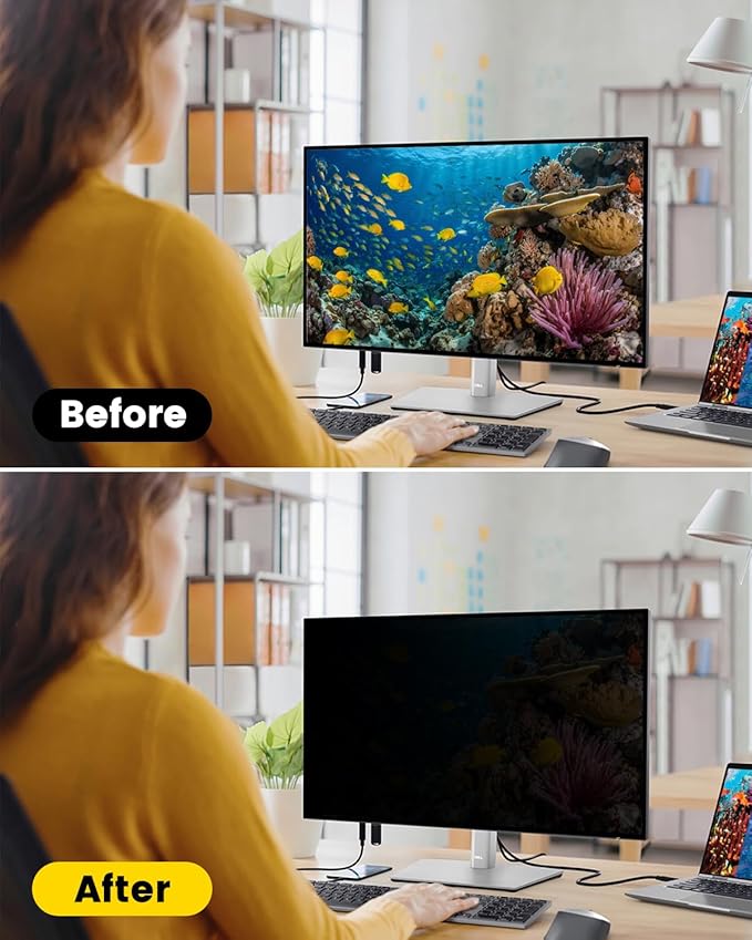 F FORITO 23.6 Inch 16:9 360°Privacy Screen Protector for Computer Monitor, Removable Eye Protection Anti Blue Light Anti Glare Computer Screen Privacy Shield for 23.6" Widescreen Monitors