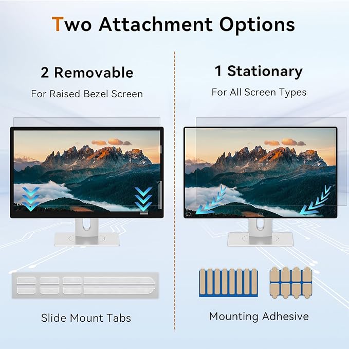 23.6 Inch Computer Privacy Screen Filter for 16:9 Aspect Ratio Widescreen Monitor - Anti Glare Blue Light Filter, Removable Computer Monitor Privacy Shield, Anti-Scratch Screen Protector Film 23.6 in