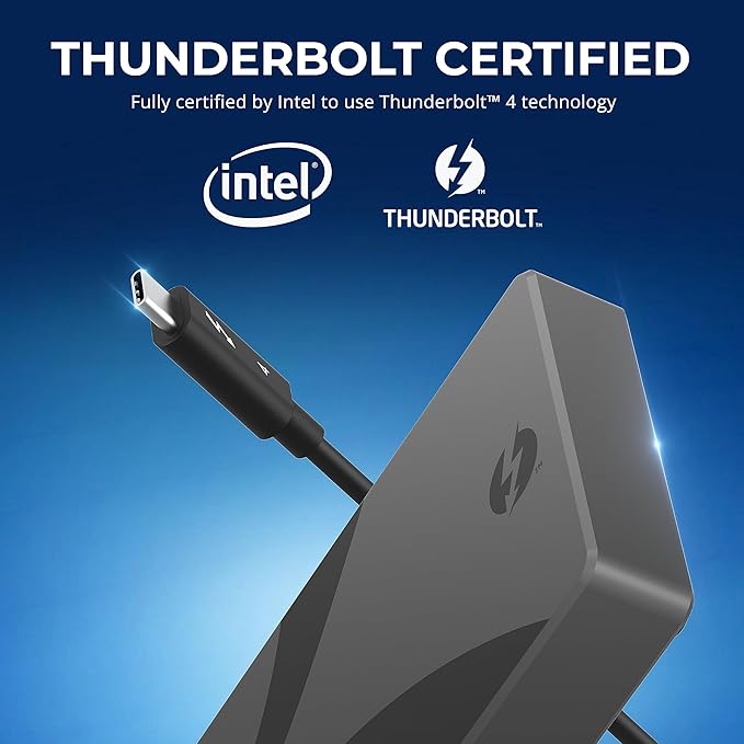 SABRENT Thunderbolt 4 Hub, 60W Charging USB-C Dock for Laptops, 3X TB4 + 1x USB-A, Supports Dual 4K@60Hz or 8K@60Hz Display, Certified TB4 Cable, macOS/Windows Compatible (HB-TBT4)