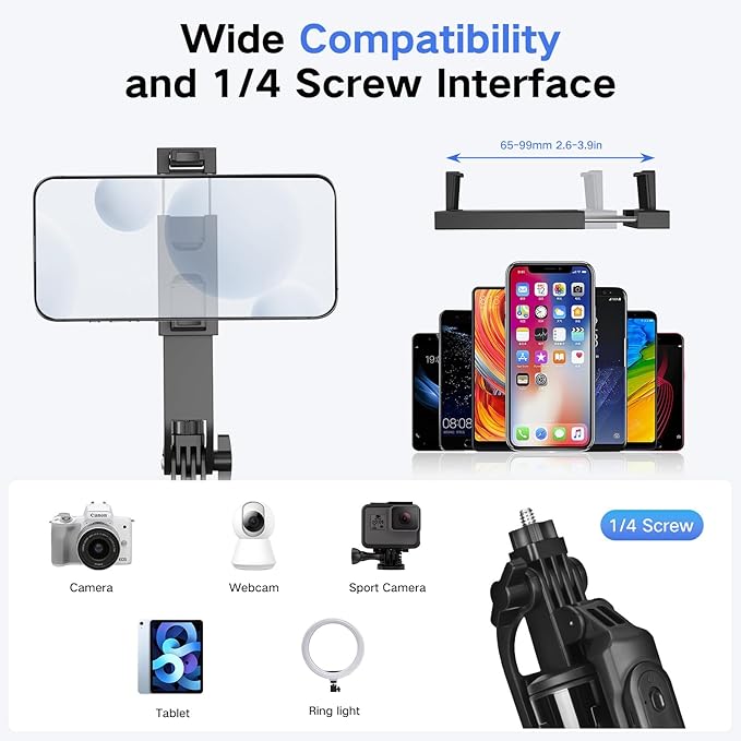 Metal Selfie Stick Tripod for iPhone with Light,70 inch Cellphone Selfiestick with Remote,Phone Tripod Holder for Video Recording,Portable Travel Selfie Stick Compatible with iPhone,Android and Gopro
