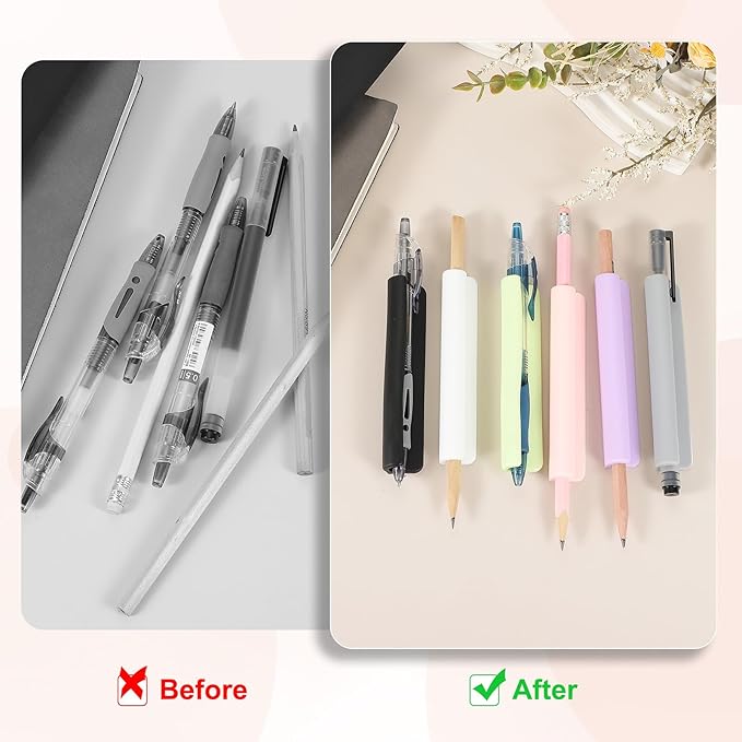 PATIKIL 2 Pcs Adhesive Pencil Holders, 105mm Long Universal Pencil Clip Silicone Pen Holder Office Pen Organizer for Desk Wall Clipboard Notebook Tablet Case Stylus, Green