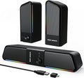 SENZER CS20 2 in 1 Bluetooth Computer Speakers for Desktop, USB Plug & Play Clear Sound PC Speakers with RGB Light, Monitor Sound Bar with Volume Knob, Gaming Speaker for PC Laptop Phone Tablet