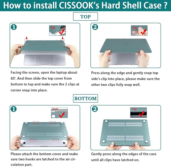 CISSOOK Succulent Hard Shell Case Cover for MacBook Pro 14 Inch 2021-2023 Release Model A2779 A2442 M1 M2 with Touch ID