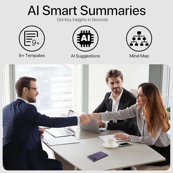 Ai Voice Recorder, Note Voice to Text Recorder W/Magnetic Case, App Control, Transcribe & Summarize with by Chatgpt, Support 112 Languages, 64GB Memory, Audio Recorder for Lectures, Meetings, Calls