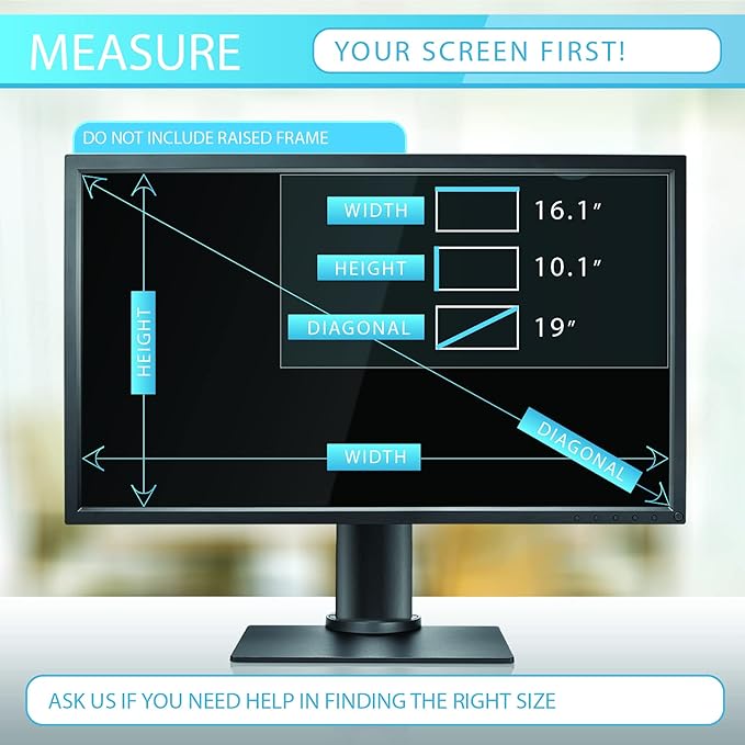 Privacy Screen Filter for 19 Inches Desktop Computer Monitor, Screen Protector size is 16.1 inch width x 10.1 inch height