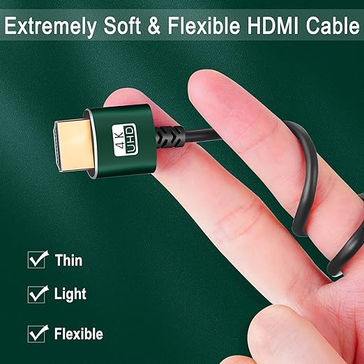 Slim HDMI Cables 1.6FT 5Pack, Ultra Soft & Thin HDMI to HDMI Cord, Extreme Flexible & Skinny HDMI Wire Supports High Speed 4K@60Hz 18gbps 2160p 1080p