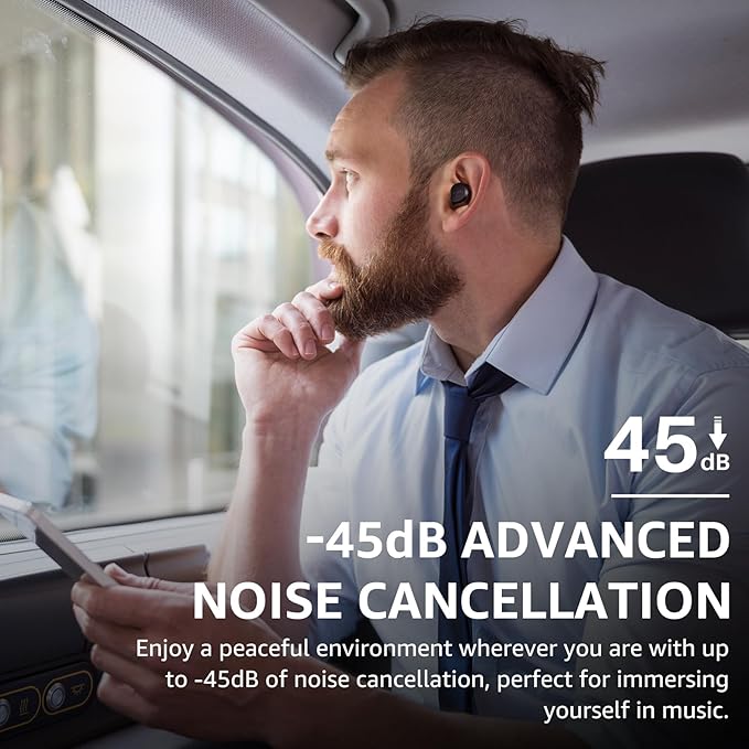 TOZO NC9 Hybrid Active Noise Cancelling Wireless Earbuds, 6 Mics ENC Clear Call, IPX8 Waterproof, in Ear Bluetooth 5.3 Headphones Stereo Bass Ear Buds 59H Playtime with LED Display 32 EQs via APP