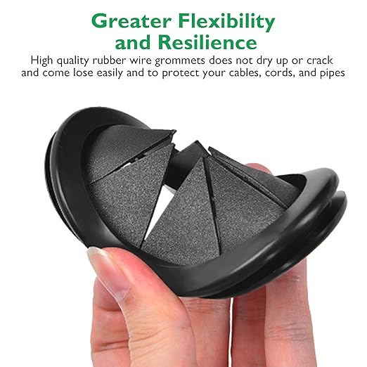 2 Inch Rubber Grommets for Wiring, 2 Inch Drill Hole, 1-11/16 Inch ID, Firewall Grommets Automotive Cable Cords Hoses Protection, Double-Sided Rubber Plugs for Round Holes, 4 Pcs, 43x50 mm