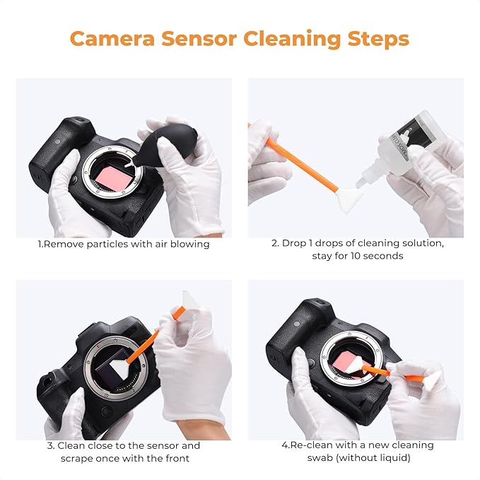 K&F Concept 14pcs Double Tipped 24mm APS Full Frame Sensor Cleaning Swab, DSLR or SLR Digital Camera Cleaning kit and Full Frame Sensor Cleaning Swab