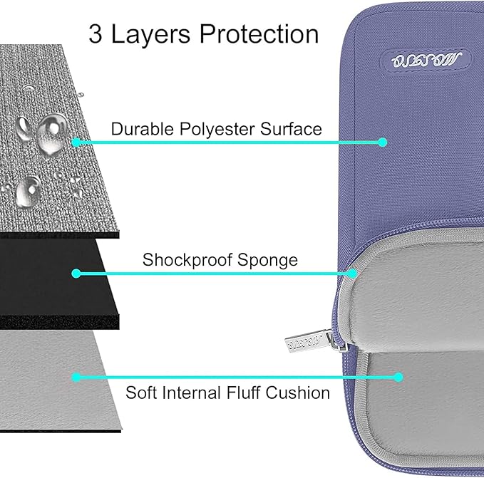 MOSISO Laptop Case 13.3 inch, 13-13.3 inch Laptop Sleeve Compatible with MacBook Air/Pro 13 / Pro 14, HP Dell ASUS Lenovo Notebook, Polyester Vertical Computer Sleeve Bag with Pocket, Lavender Gray