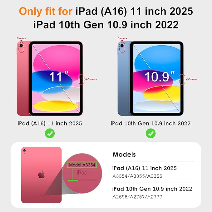 DTTO for iPad 11th (A16)/ 10th Generation Case with Keyboard (2025/2022), 7 Colors Backlit Wireless Detachable Keyboard Leather Folio Cover with Pencil Holder & Pocket, Brown