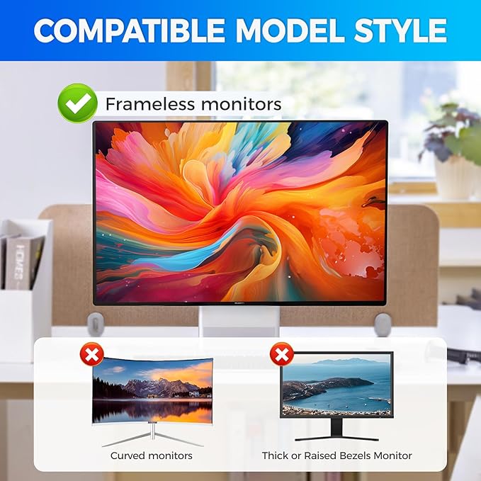 2 Pack Hidden Design Magnetic Computer Privacy Screen 24 inch, Removable Screen Filter for Frameless Monitor 16:9 Widescreen, Anti Blue Light Privacy Shield, Anti-Glare Protector