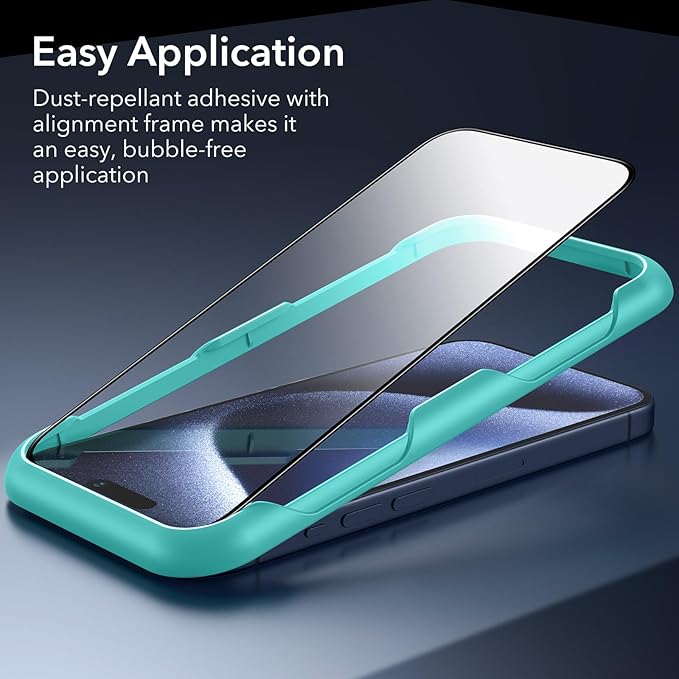 ESR 3 Pack for iPhone 15 Pro Max Screen Protector, [9H Hardness] [Military Grade Shatterproof] Full Coverage Tempered Glass Film with Easy Installation Tool, HD Clear, Scratch Resistant
