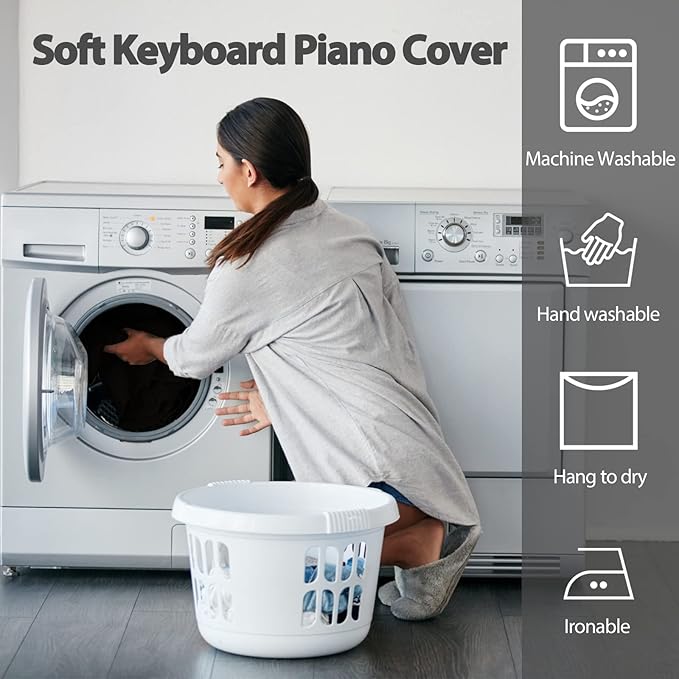 88 Keys Electric Piano Keyboard Dust Cover, Adjustable Electric Piano Keyboard Covers for Digital Electric Pianos, Full Cover Elastic Lock Music keyboard Protector Cover