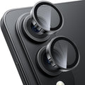 WSKEN for Samsung Galaxy S25 Edge Camera Lens Protector - Edge Thin Case Friendly, 9H Shatterproof Tempered Glass with Aluminum Metal Circle Camera Screen Protector Cover Accessories, Black