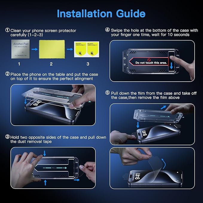 Uyiton Anti-Blue Light for iPhone 15 Plus Screen Protector - Unbreak-Glass Easy to Install Full Coverage Case Friendly Scratch Resistance 9H Tempered Glass Screen Protector for iPhone 15 Plus, 2 Pack
