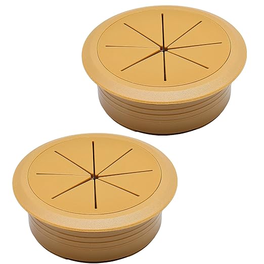 Desk Grommet 2-3/8" (60 mm), Desk Hole Cover for Cables Brown, Cable Grommet ABS Plastic, Desk Hole Grommet for Office and Home Table Cable, Detachable & Flexible Cable Cord Organizer-2 Pcs