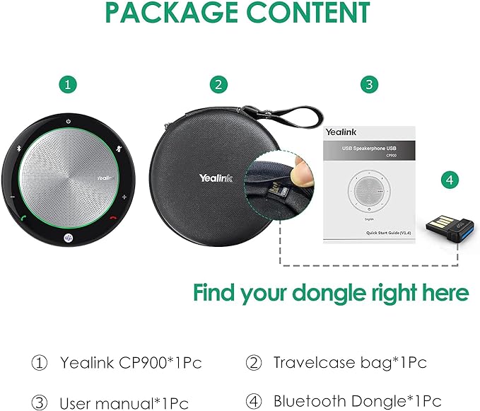 Yealink Bluetooth Speakerphone Conference Microphone Teams-Certified CP900 Enhanced Noise Reduction Algorithm Home Office 360° Voice Pickup