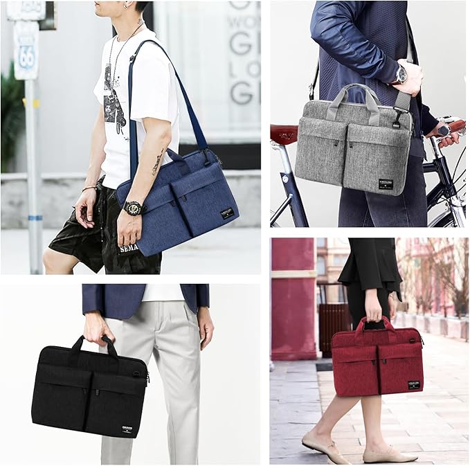 KINGSLONG 15.6 inch Laptop Shoulder Bag,Slim Shockproof Computer Sleeve Notebook Ultrabooks Carrying Case Handbag Cover Fit for Acer Asus Dell Lenovo HP Toshiba, Black
