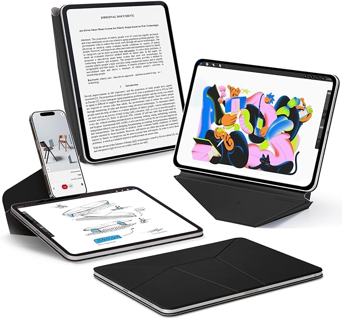 MOFT Dynamic Folio Case for iPad Pro 12.9 -inch (6th/5th/4th Generation, 2022/2021/2020), Silm Magnetic Stand Case with 20+ Viewing Angles, Auto Wake/Sleep, Ultra Thin, Jet Black