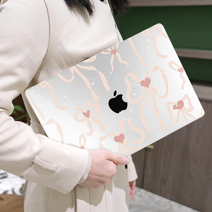 MEEgoodo for MacBook Air 13 inch Case 2021 2020 2019 2018 A2337 M1 A2179 A1932 with Touch ID, Plastic Hard Shell & Keyboard Cover Compatible with MacBook Air Case 13.3,Aesthetic Coquette Ribbon Bow