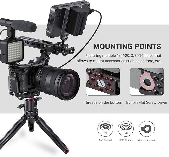 SMALLRIG Cage for Sony Alpha A6600/ILCE 6600 Mirrorless Camera with Cold Shoe Mounts - CCS2493