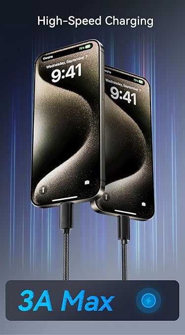 [10ft 2-Pack] Woven C Cable for iPhone 16 Charger MFi Certified Extra Long iPhone Charging USB-C Cable for Apple iPhone 16 Pro Max/15 Pro Max/16 Plus/15 Pro/15, Black Car CarPlay USB A to Type C Wire
