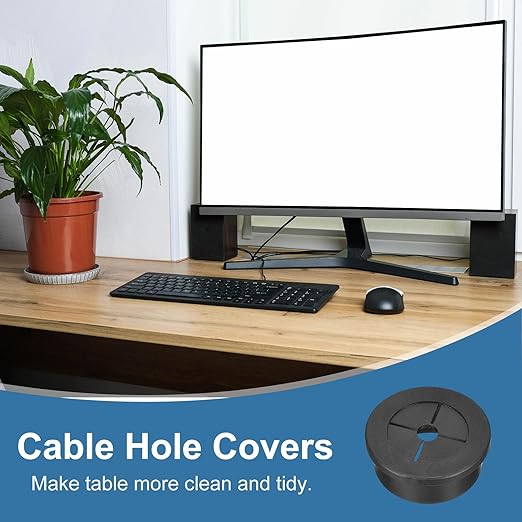 uxcell 4Pcs Cable Cord Grommet, 1-1/8"(28mm) Rubber Desk Grommets Wire Pass Through Hole Cover with Marked Cable Ties for Home Office Cable Wire Protection, Black