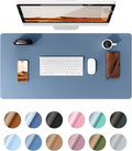 YSAGi Leather Desk Protector, Office Mat, Large Mouse Pad, Non-Slip PU Leather Blotter, Laptop Desk, Waterproof Writing Pad for Office and Home (Blue, 31.5" x 15.8")