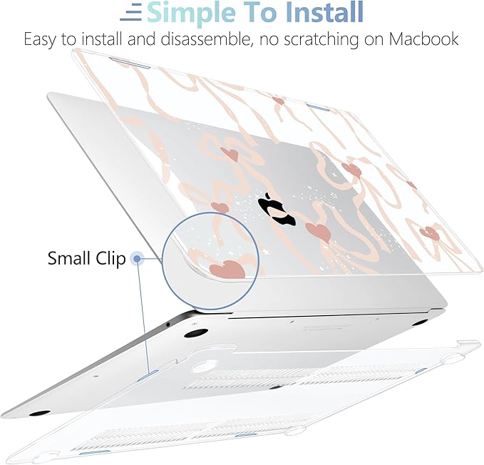 MEEgoodo for MacBook Air 13 inch Case 2021 2020 2019 2018 A2337 M1 A2179 A1932 with Touch ID, Plastic Hard Shell & Keyboard Cover Compatible with MacBook Air Case 13.3,Aesthetic Coquette Ribbon Bow