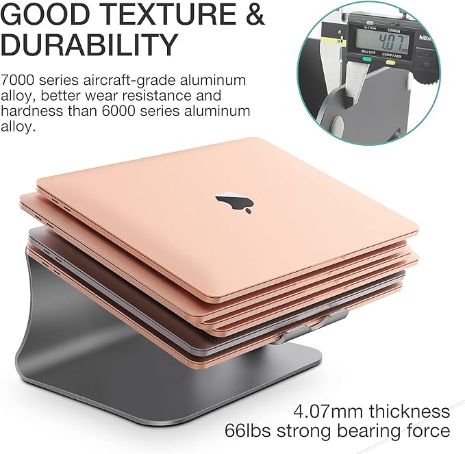Laptop Stand Aluminum Cooling Computer Stand Holder for Apple MacBook Air Pro 11-16" Laptops (Gray)