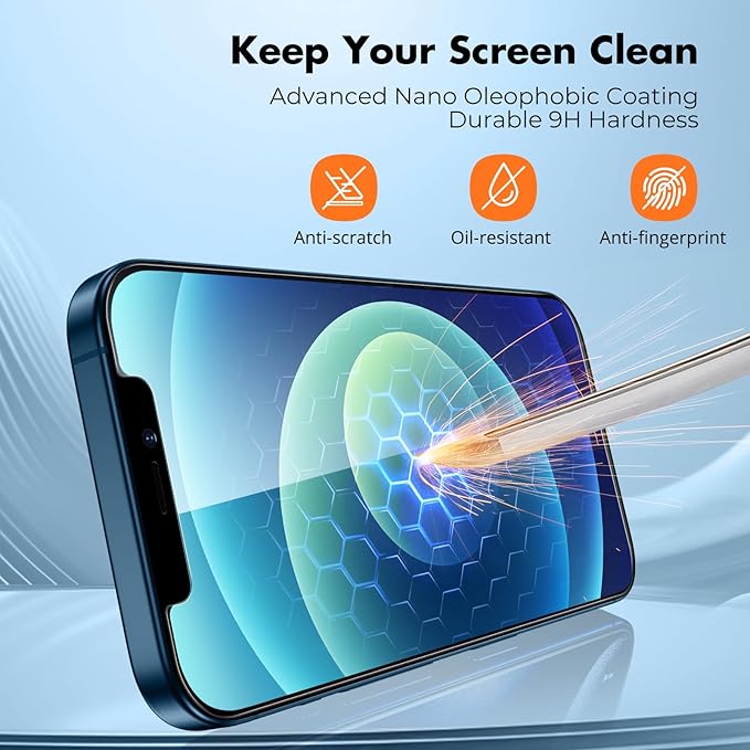 UNBREAKcable 3-Pack Screen Protector for iPhone 12 / iPhone 12 Pro, Double Shatterproof Tempered Glass [Easy Installation] [9H Hardness] [99.99% HD Clear] [Case Friendly] for iPhone 6.1 inch