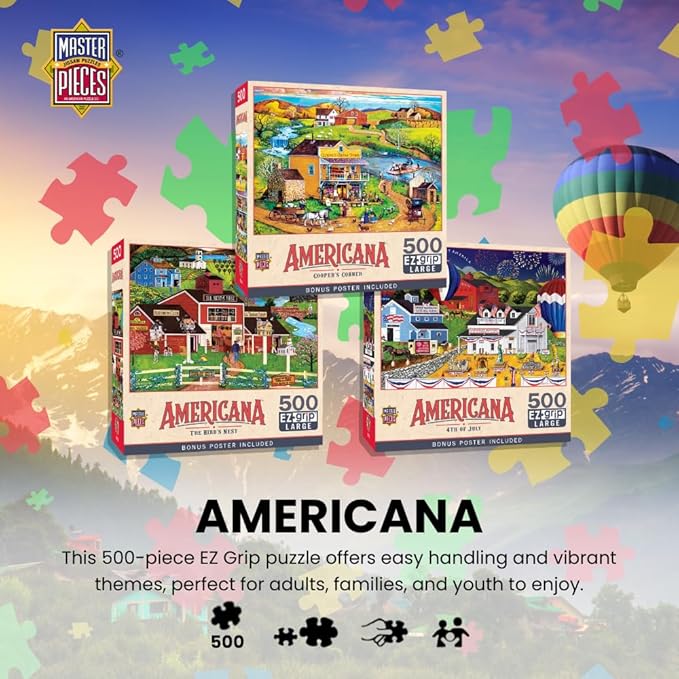 Masterpieces - 500 Piece Jigsaw Puzzle, Large EZ Grip Shapes, White House Fireworks, Fun for Adults, Seniors, Family, Kids, 19.25" x 26.75"