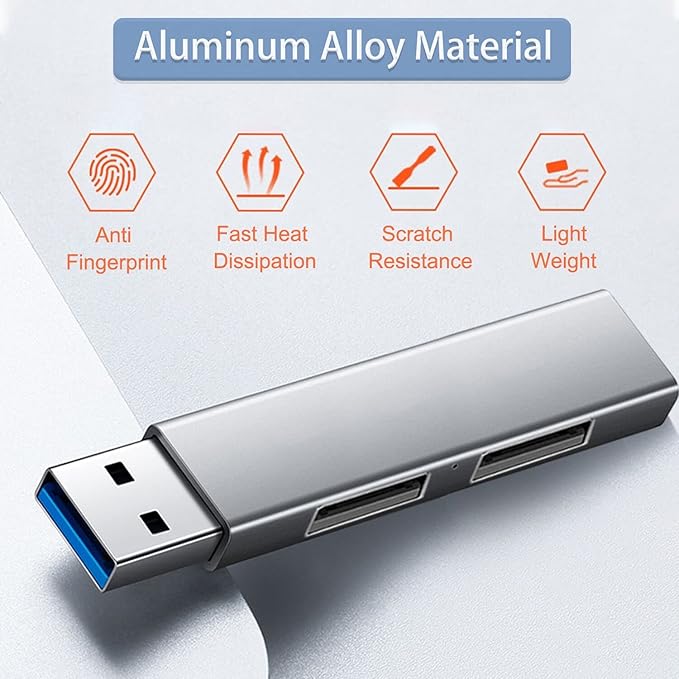 USB 3.0 Hub, VIENON Aluminium 3-Port USB Hub USB Splitter USB Expander for Laptop, Xbox, Flash Drive, HDD, Console, Printer, Camera,Keyborad, Mouse