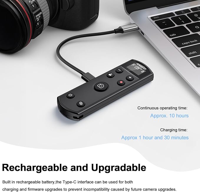 for Fujifilm Rechargeable Camera Remote Control Wireless Shutter Release Compatiable with Fuji X-T30 II, X-S10, X100VI, X-H2S, X-H2, X-T5, X-T4, X-T3, X-S20, X-T50, X-T30, X-M5, X-E5, X Half(Black)