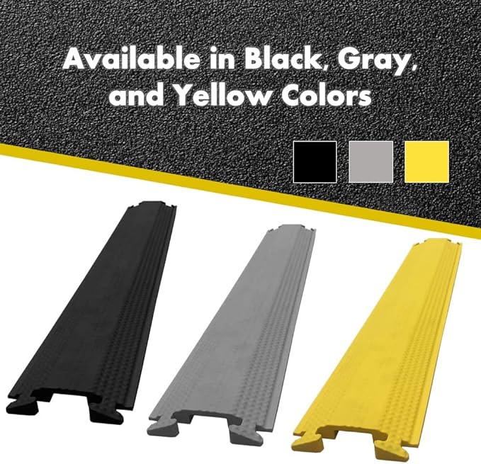 Kable Kontrol Drop Over Floor Cord Cover – 60” Inch Long 1 Channel Cable or Wire Protector – 270 Pcs Bulk Pack - Rubber Ramp for Indoor and Outdoor Use – Gray