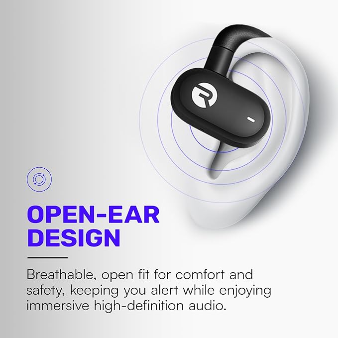 Raycon Everyday Open Earbuds – True Wireless Open Ear Bluetooth Headphones, Hook Design, IPX5 Water Resistant, 40 Hours of Battery Life (Black)