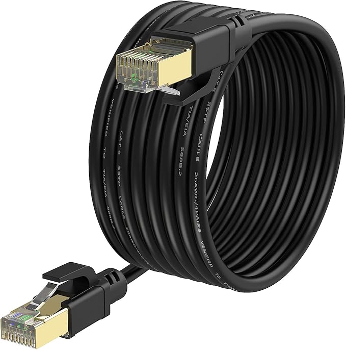 YixHG CAT 8 Ethernet Cable 400 ft, Internet Network Cord, 40Gbps 2000Mhz LAN Wires, High Speed SSTP LAN Cables with Gold Plated RJ45 Connector for Router, Modem, Gaming, Xbox (400 ft)