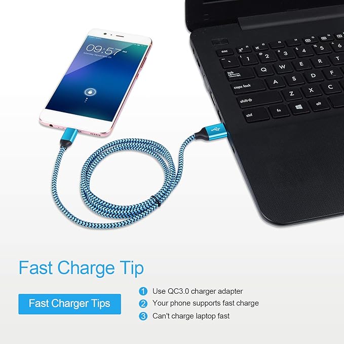 USB C Cable 3FT, 5Pack Type C Fast Charging Cable Nylon Braided Android Phone Charger Cord for iPhone 17 16e 16 15 Pro Max Samsung Galaxy S25 Ultra S24 A17 A56 A36 A16 A55 A35 A15 A14 A13 Pixel 10 9