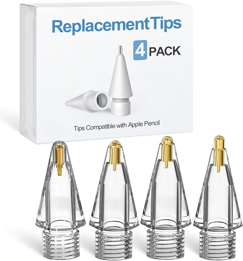 Replacement Pencil Tips for Apple Pencil Pro - 4 Pack Fine Point Metal Tip for Apple Pencil 2nd Generation and 1st Generation