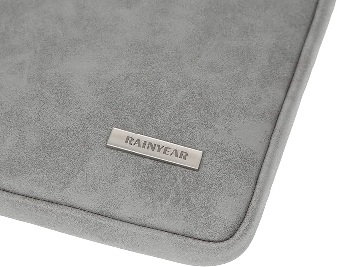 RAINYEAR 11 Inch Laptop Sleeve PU Suede Leather Case Protective Padded Cover Water Resistant Carrying Bag Compatible with 11.6 MacBook Air Surface Pro for 11 Notebook Computer Tablet Chromebook(Gray)