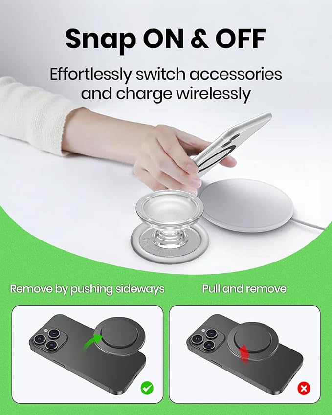 Solid Color Button Phone Grip – Minimalist Design, Durable and Lightweight, Grip and Stand for Smartphones (Purple, Magnetic Type)