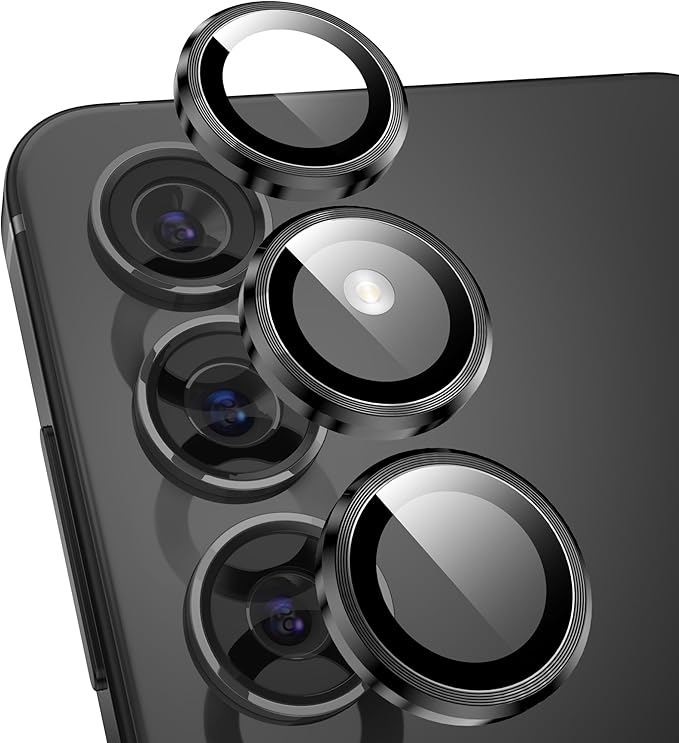 YWXTW Camera Lens Protector for Samsung Galaxy S24 Plus Accessories, 9H Tempered Glass Metal Individual Ring Camera Cover Screen Protector for S24 Plus, Case Friendly, Anti Scratch (Onyx Black)